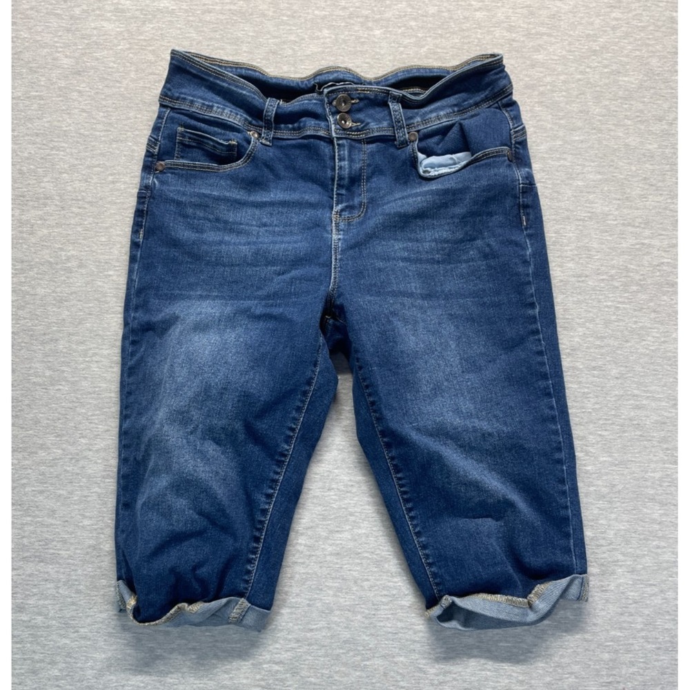 Sandpiper Capri Jeans Womens 8 Petite Blue Denim Cotton Cuffed Hem Straight Leg